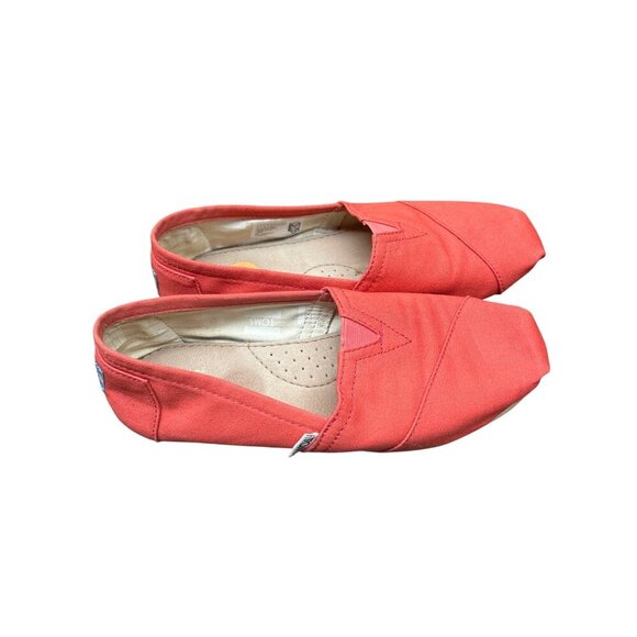 Toms Womens Coral Canvas Flats Size 7 Comfort Slip-On Shoes - Picture 2 of 4